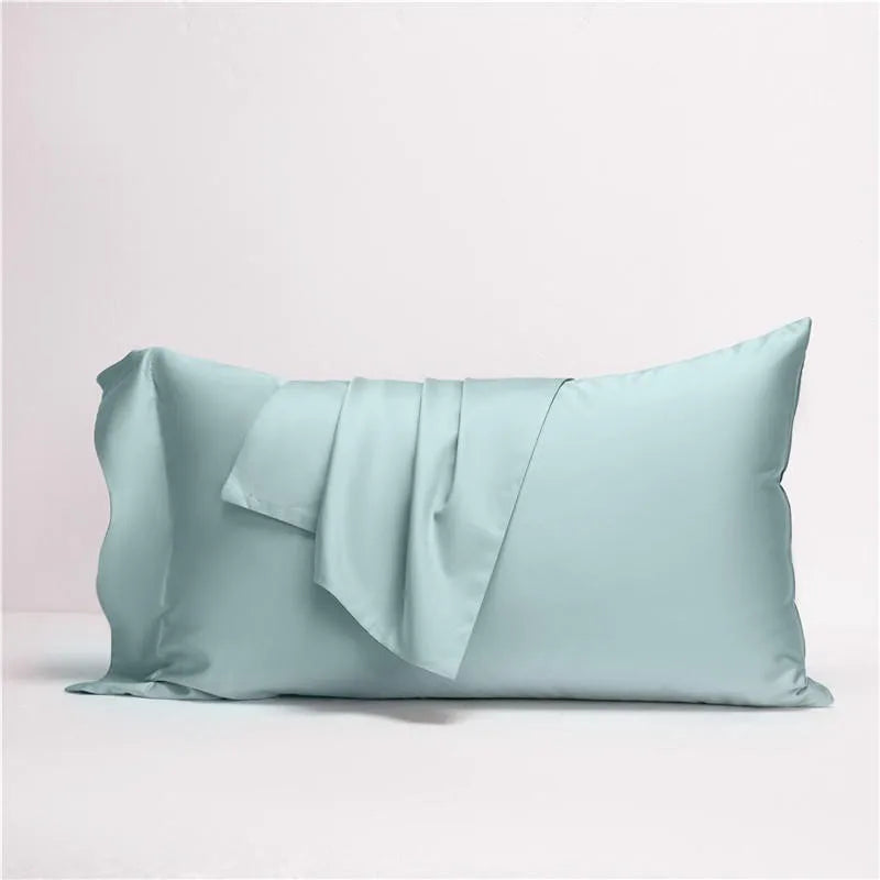 Sky blue Egyptian cotton pillow sham with a tailored flange and smooth solid-color finish – NESLLA SKY-BLUE YELLOW – L&B