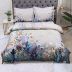 Beige Botanical Floral Duvet Cover Set – 600TC Egyptian Cotton Bedding | L&B FLIFLOWERS
