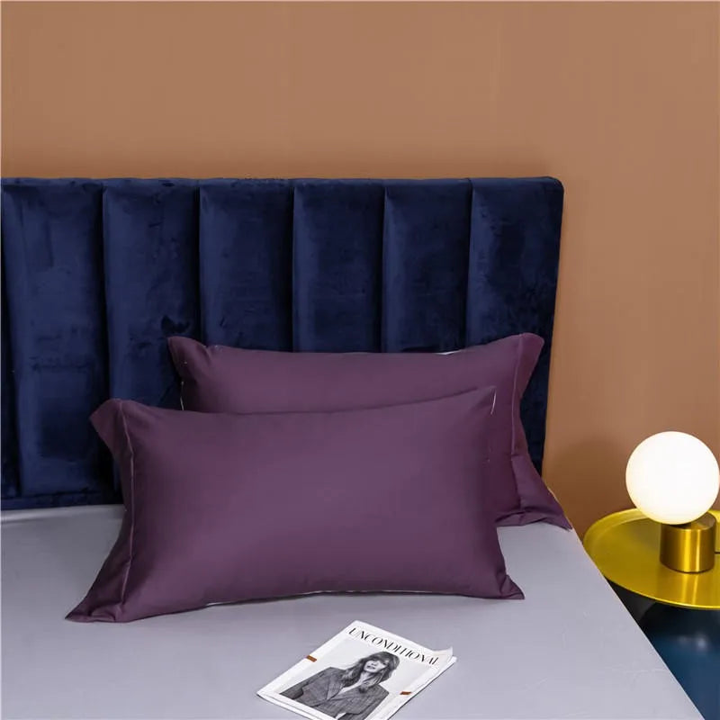 Plum purple Egyptian cotton pillow sham with a tailored flange and smooth solid-color finish – NESLLA PURPLE GREY – L&B