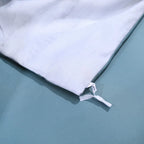 Interior corner tie detail inside the sky blue Egyptian cotton peacock duvet cover – L&B