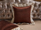 Wine red accent pillow with champagne gold embroidered pillow shams, SPECTO – L&B