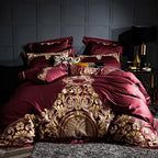 Burgundy and gold baroque embroidered duvet cover set in 1000TC Egyptian cotton – L&B
