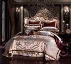 Champagne gold embroidered baroque duvet cover set in a palace-style bedroom, SPECTO – L&B