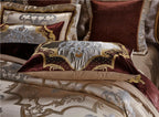 Champagne gold embroidered Egyptian cotton bedding with layered baroque pillows, SPECTO – L&B