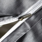 Hidden zipper closure on pewter gray Egyptian cotton duvet cover, ZUTAPERA GREY – L&B
