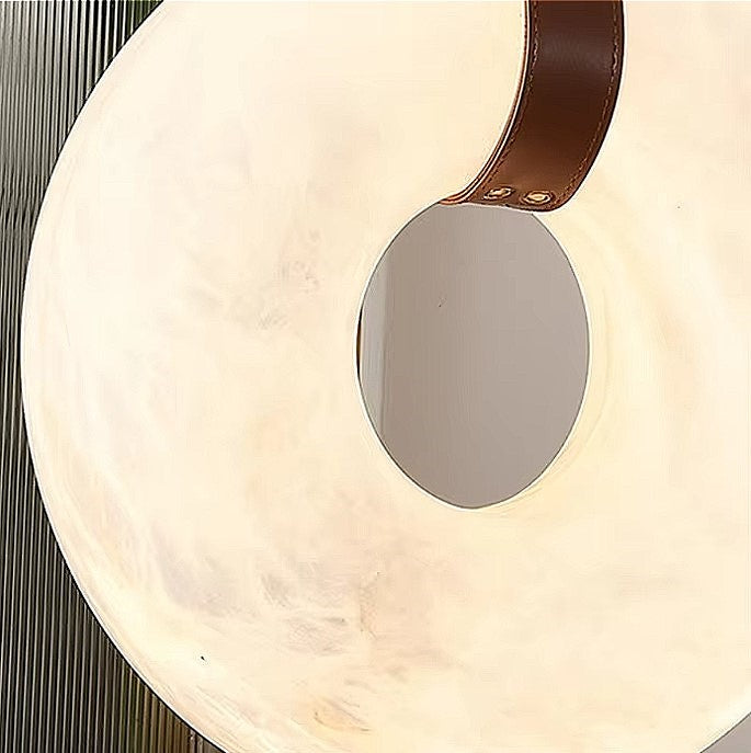 Alabaster ring pendant light for bedroom and kitchen island interiors with a sculptural open-center design - L&B