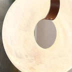 Alabaster ring pendant light for bedroom and kitchen island interiors with a sculptural open-center design - L&B