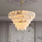 alabaster disc chandelier for quiet luxury interiors - L&B