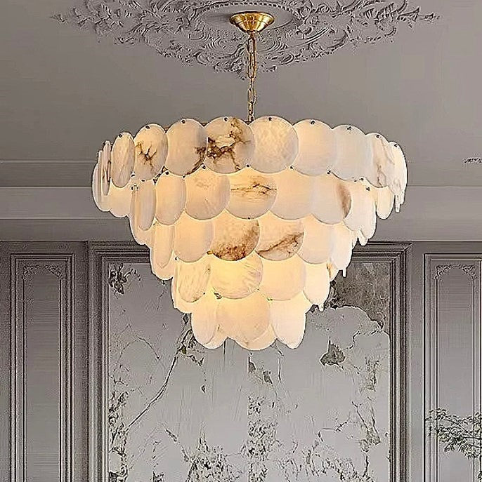 alabaster disc chandelier for quiet luxury interiors - L&B
