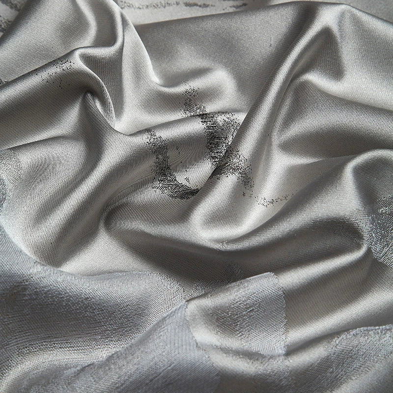 1000TC Egyptian cotton satin close-up showing smooth silver gray sheen, SILVIORA – L&B
