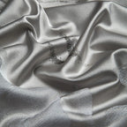 1000TC Egyptian cotton satin close-up showing smooth silver gray sheen, SILVIORA – L&B