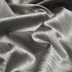 Close-up of lustrous pewter gray long-staple cotton fabric with geometric line texture, LUSTRA PEWTER – L&B