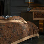 Brown paisley duvet cover set in a modern dark bedroom, ZUVRIC – L&B