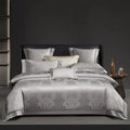 Silver gray damask duvet cover set for quiet luxury bedroom – L&B