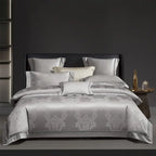 Silver gray damask duvet cover set for quiet luxury bedroom – L&B