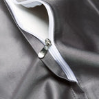 Close-up of the concealed zipper closure on the smooth charcoal-gray Egyptian cotton reverse of the duvet cover – L&B