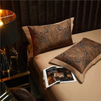 Brown paisley accent pillow and matching Egyptian cotton pillow sham, ZUVRIC – L&B