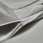 Hidden zipper closure on silver gray Egyptian cotton satin duvet cover, SILVIORA – L&B