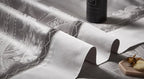Close-up of same-tone braided trim and piping on the silver gray Egyptian cotton satin duvet cover – L&B