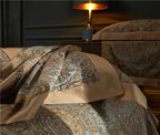 Gold and pale blue baroque bedding for luxury bedroom, ZLIKAN – L&B