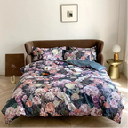 Black garden floral duvet cover set in 500TC Egyptian cotton, FLOWER GARDEN styled in a modern bedroom – L&B