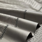 Pewter gray long-staple cotton bedding with delicate openwork edge trim, LUSTRA PEWTER – L&B