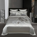 Silver gray floral jacquard duvet cover set for luxury bedroom, SILVIORA – L&B