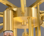 Alabaster petal chandelier for dining room and bedroom lighting with a brushed gold metal frame - L&B