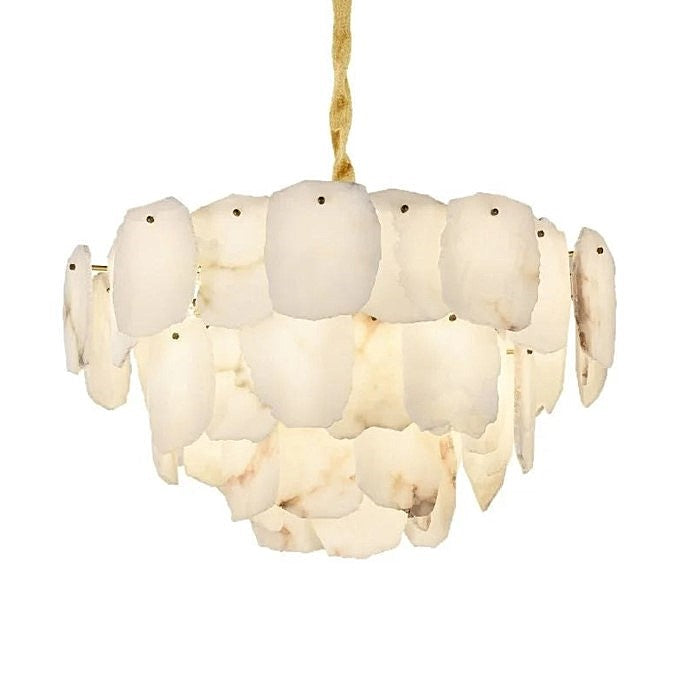 Organic modern alabaster chandelier for dining room, living room, and bedroom interiors - L&B