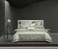 Sage green damask duvet cover set for quiet luxury bedroom – L&B