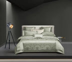 Sage green damask duvet cover set for quiet luxury bedroom – L&B