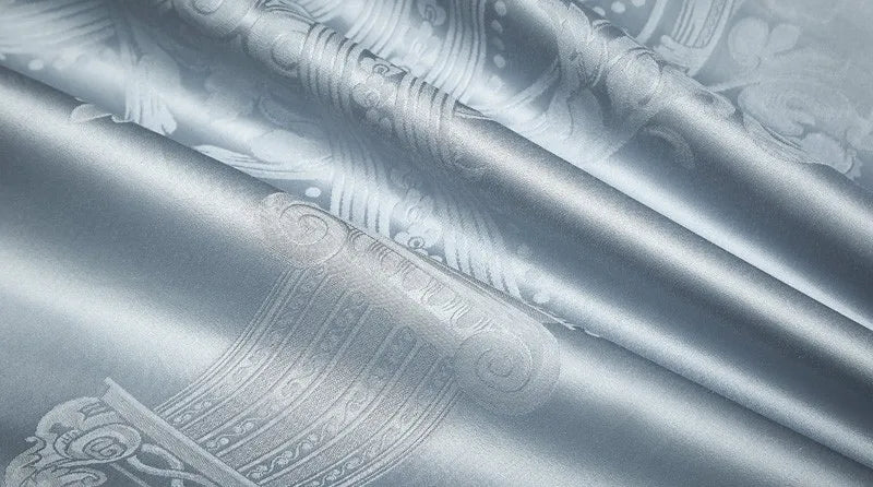 Sky blue 1200TC Egyptian cotton satin fabric with a smooth drape and soft reflective luster – L&B