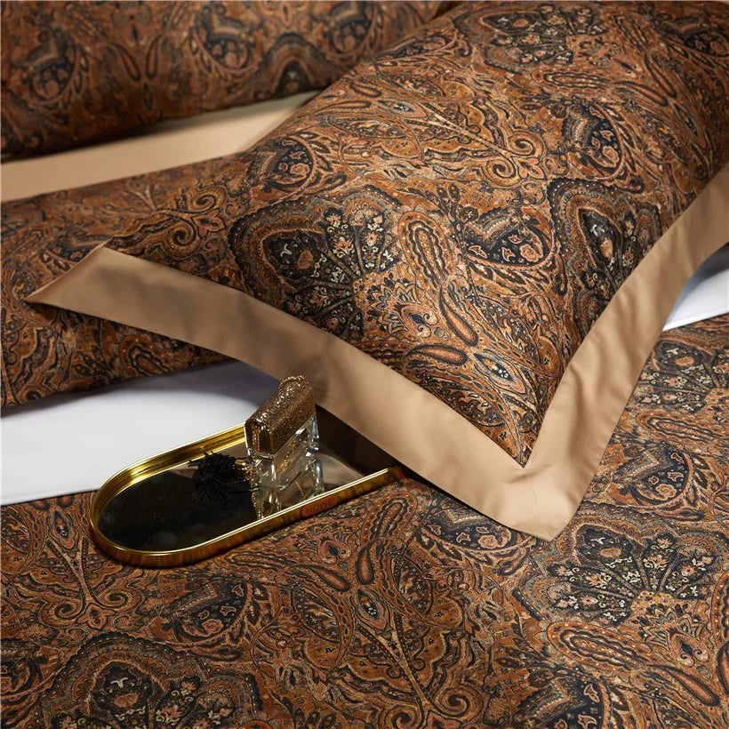 Brown paisley pillow shams and decorative bedding, ZUVRIC – L&B