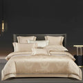 Gold damask duvet cover set for quiet luxury bedroom - L&B