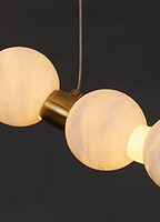 Spanish alabaster orb bead detail – handcrafted natural stone chandelier close-up 