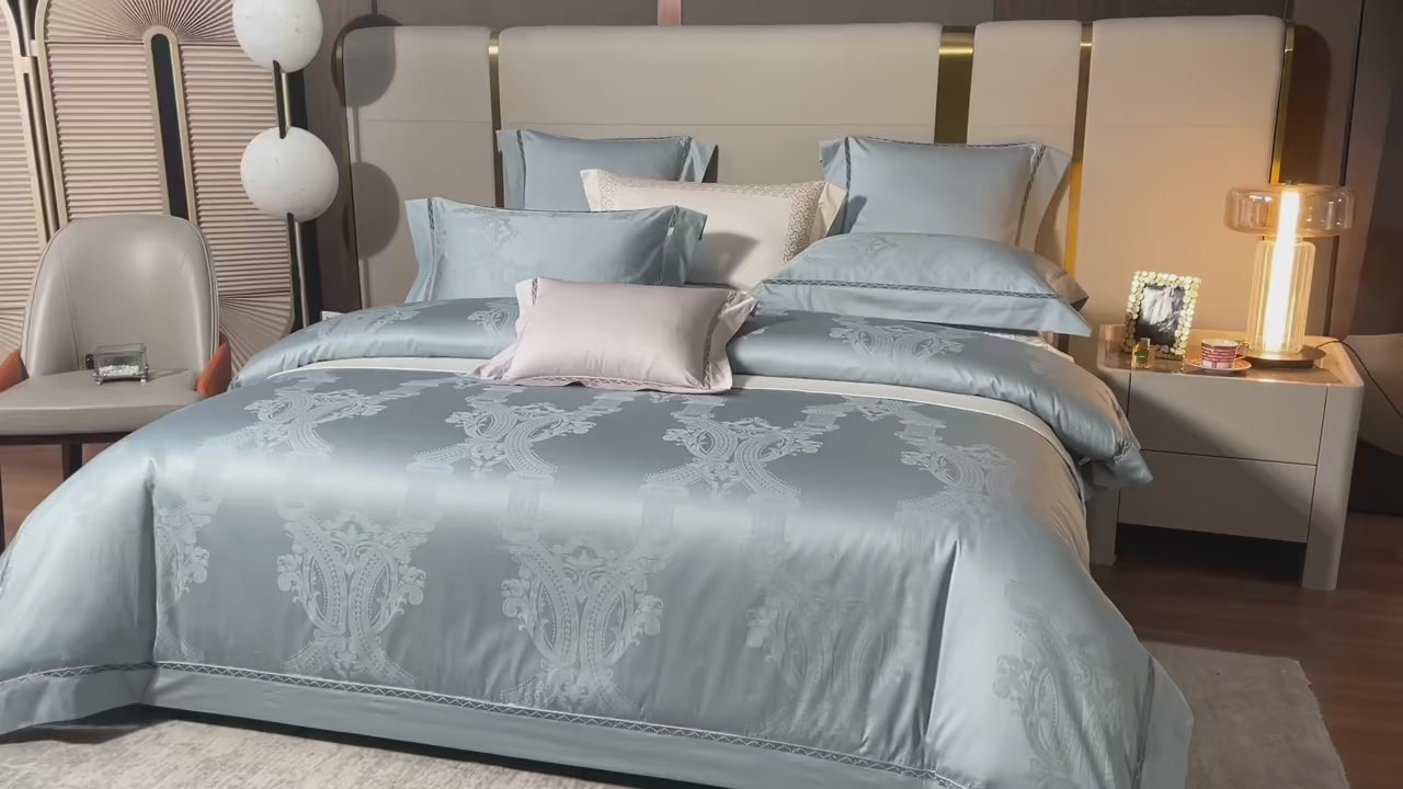 Luxury designer bedding shown in motion - L&B